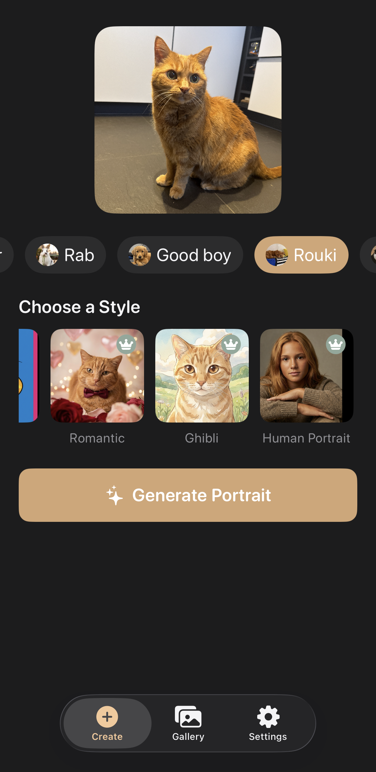 Choose a portrait style