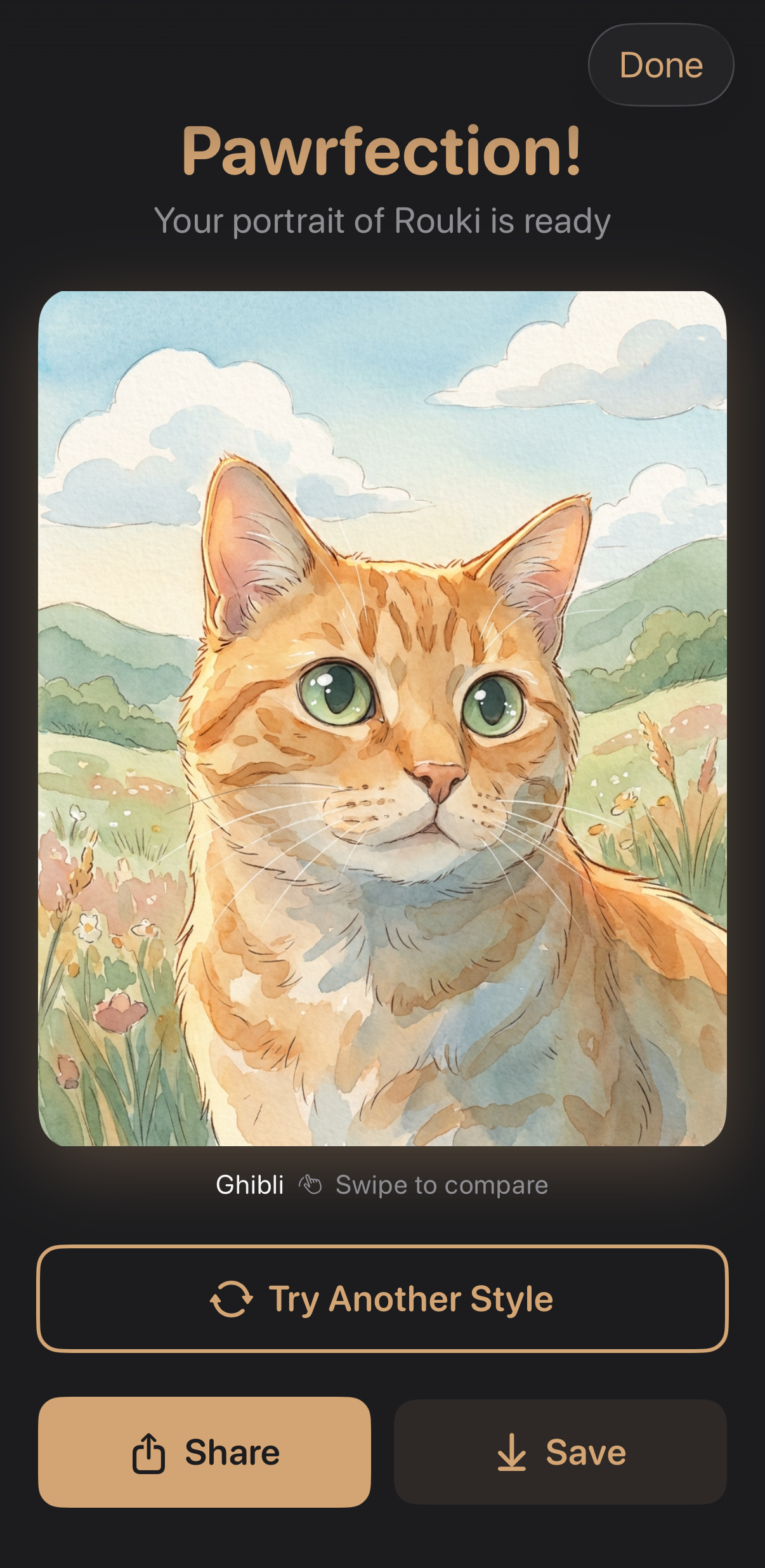 AI-generated Ghibli portrait of a cat